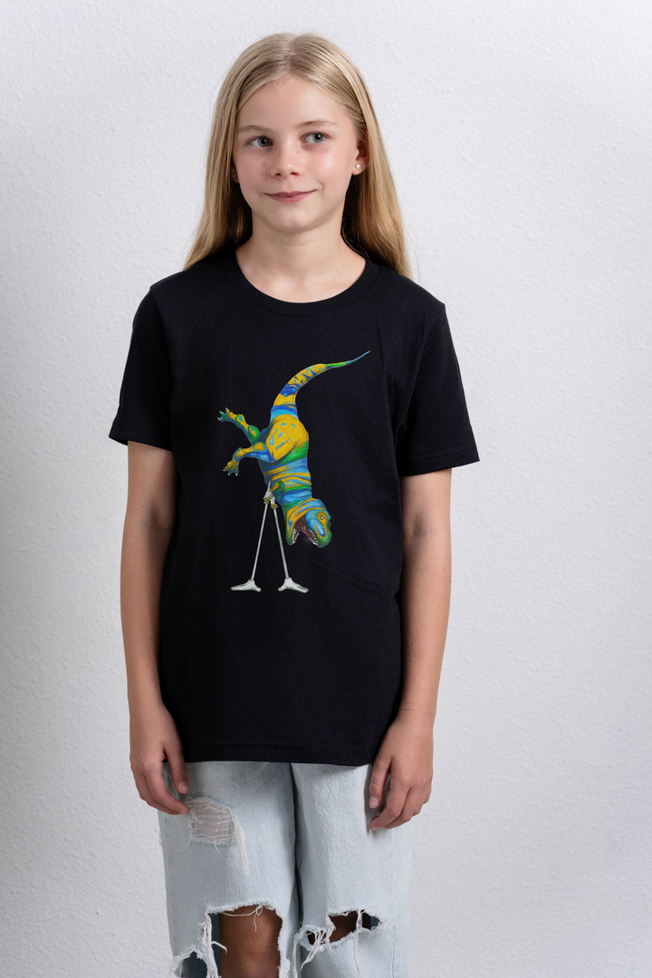 T-rex Handstand Organic Cotton Kids T-Shirt