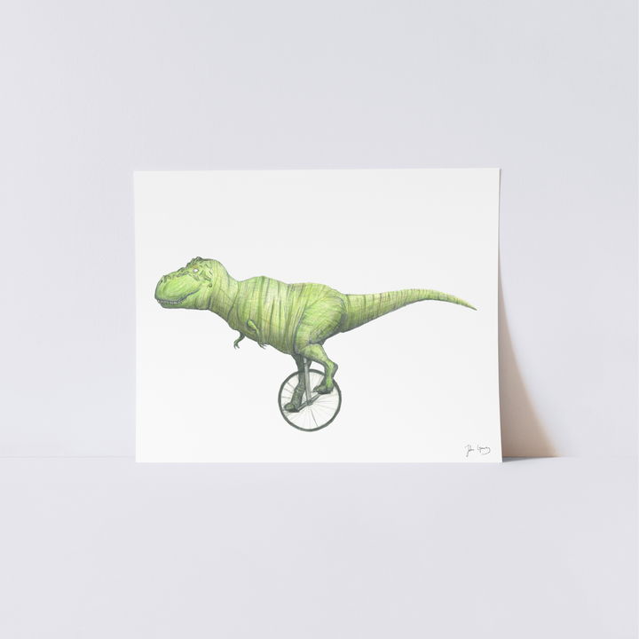 T-rex Unicycling Print (Multiple Sizes)