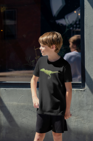 T-rex Unicycling organic cotton kids t-shirt