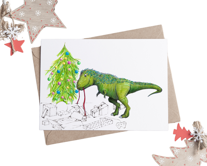 T-rex Holiday Greeting Card