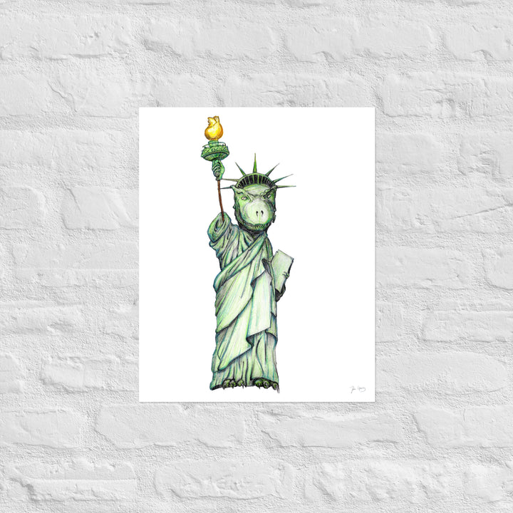 T. rex Statue of Liberty Print (Multiple Sizes)