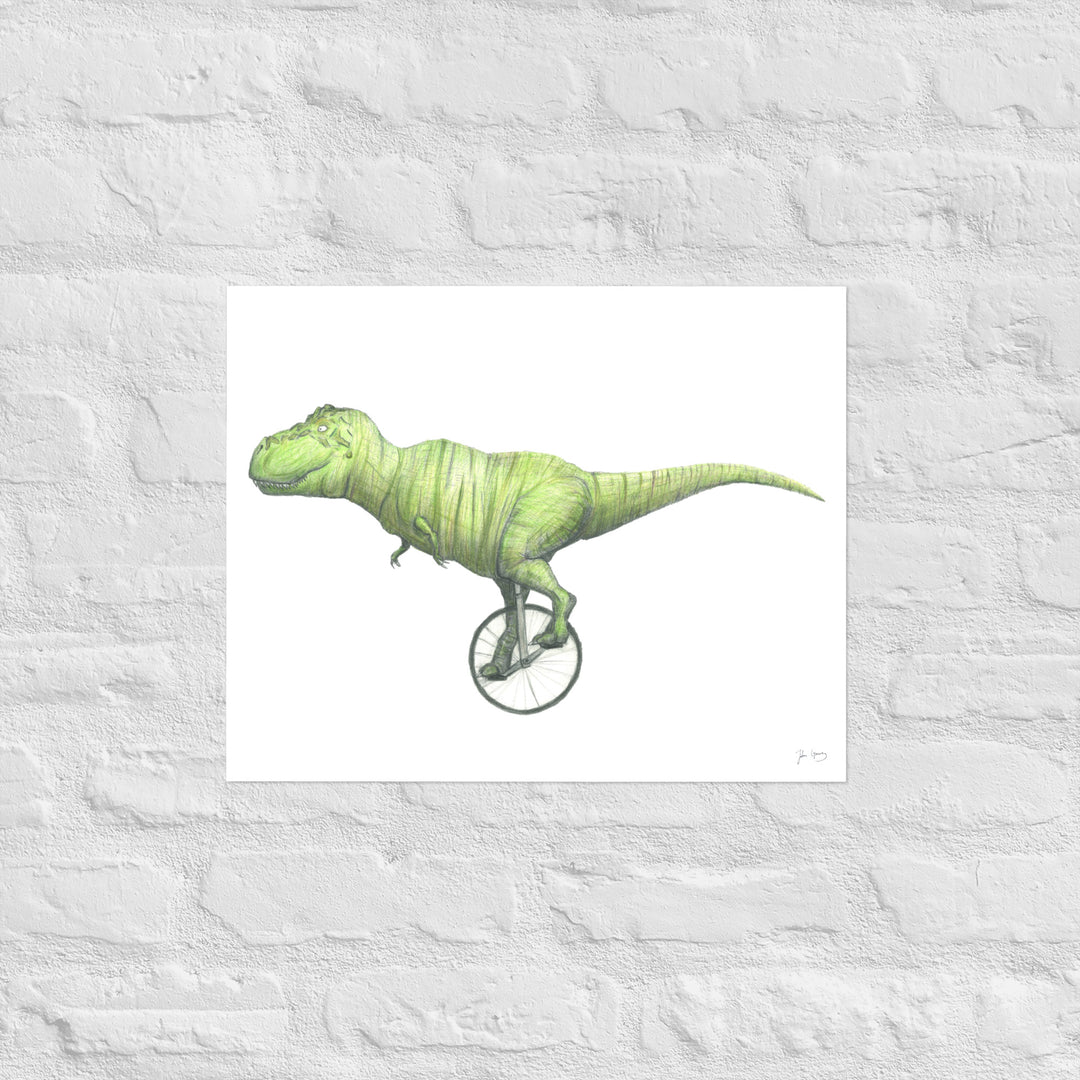 T-rex Unicycling Print (Multiple Sizes)