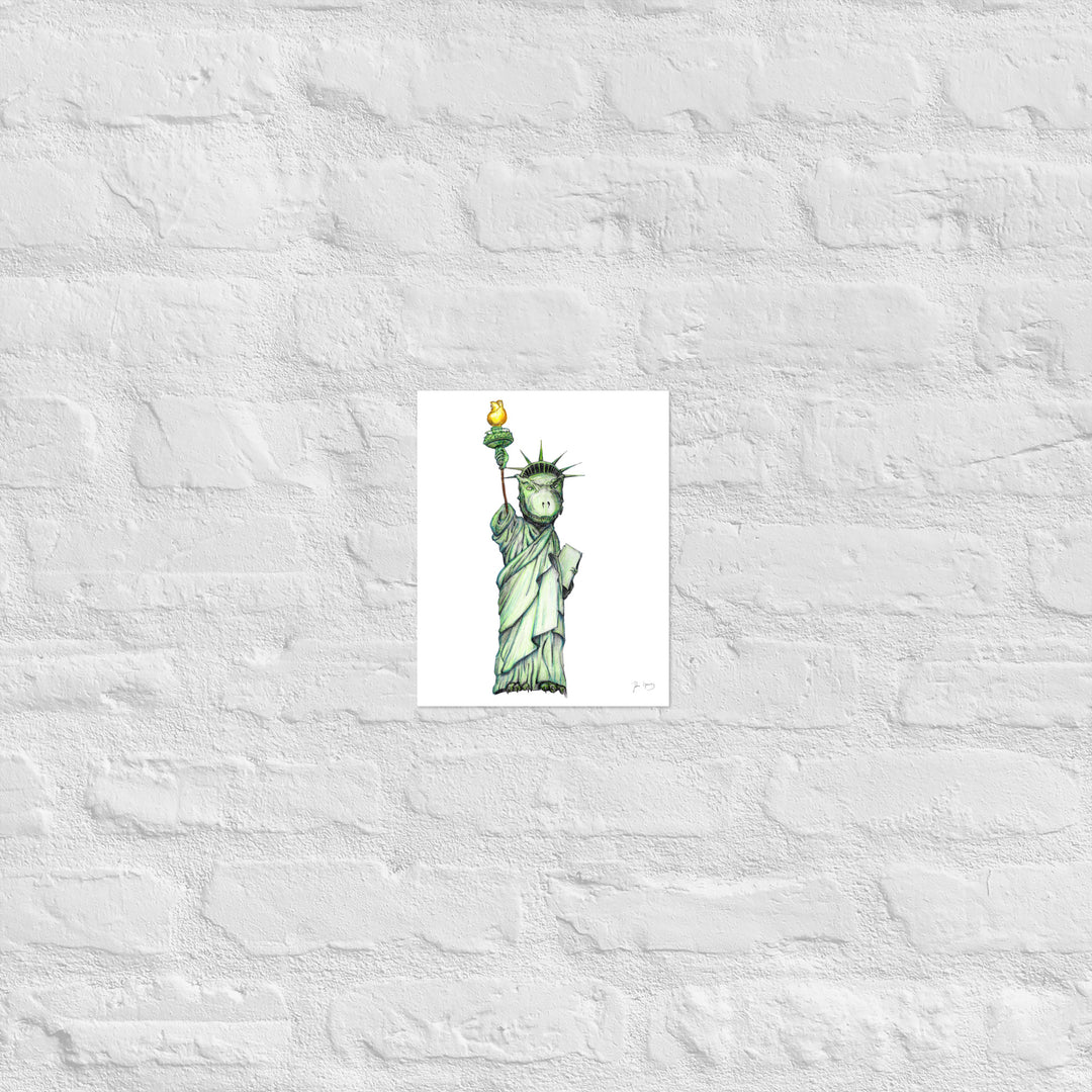 T. rex Statue of Liberty Print (Multiple Sizes)