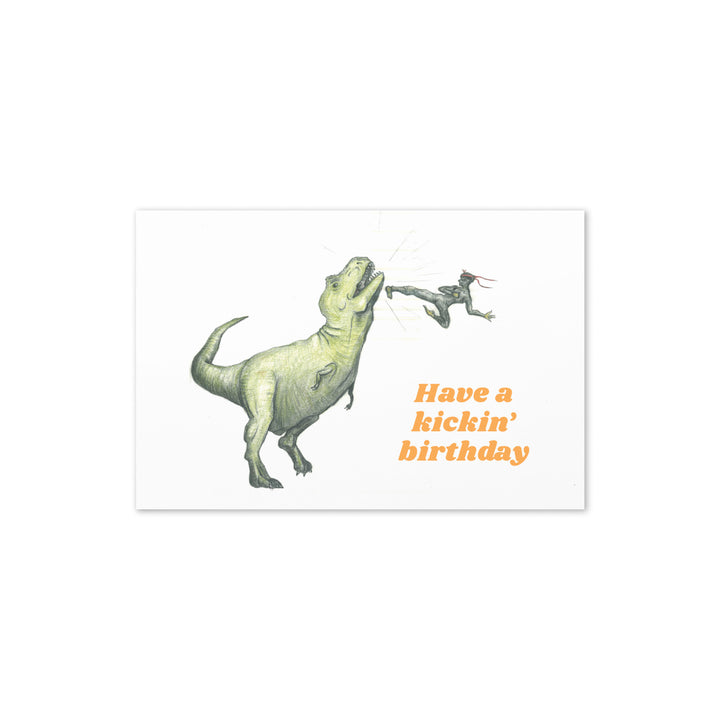 Ninja vs. T-rex Birthday Card