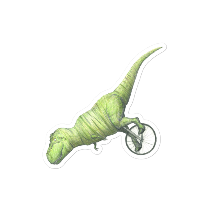 T-rex Unicycling Sticker