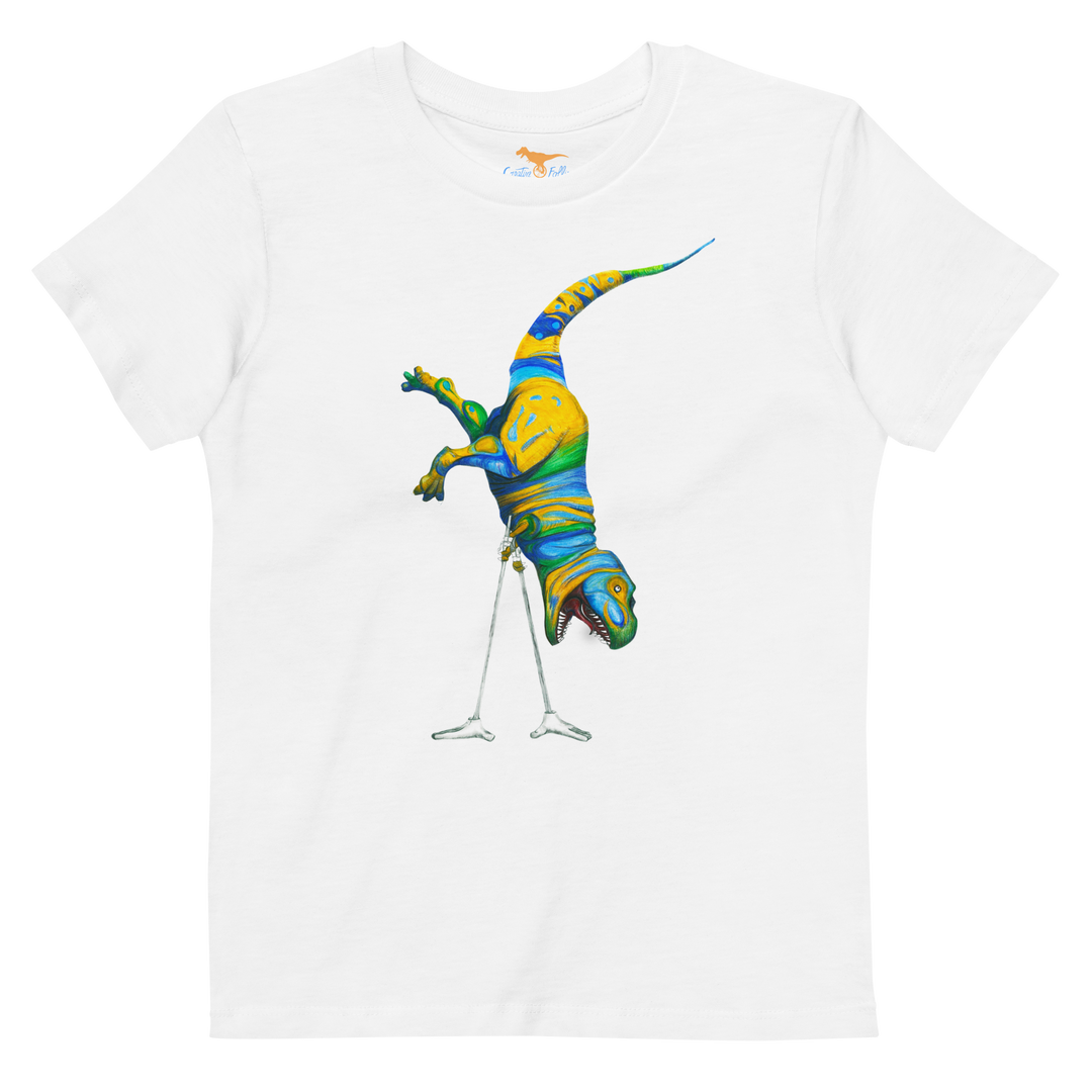 T-rex Handstand Organic Cotton Kids T-Shirt