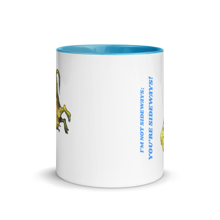 I'm Not Sideways! dino coffee mug